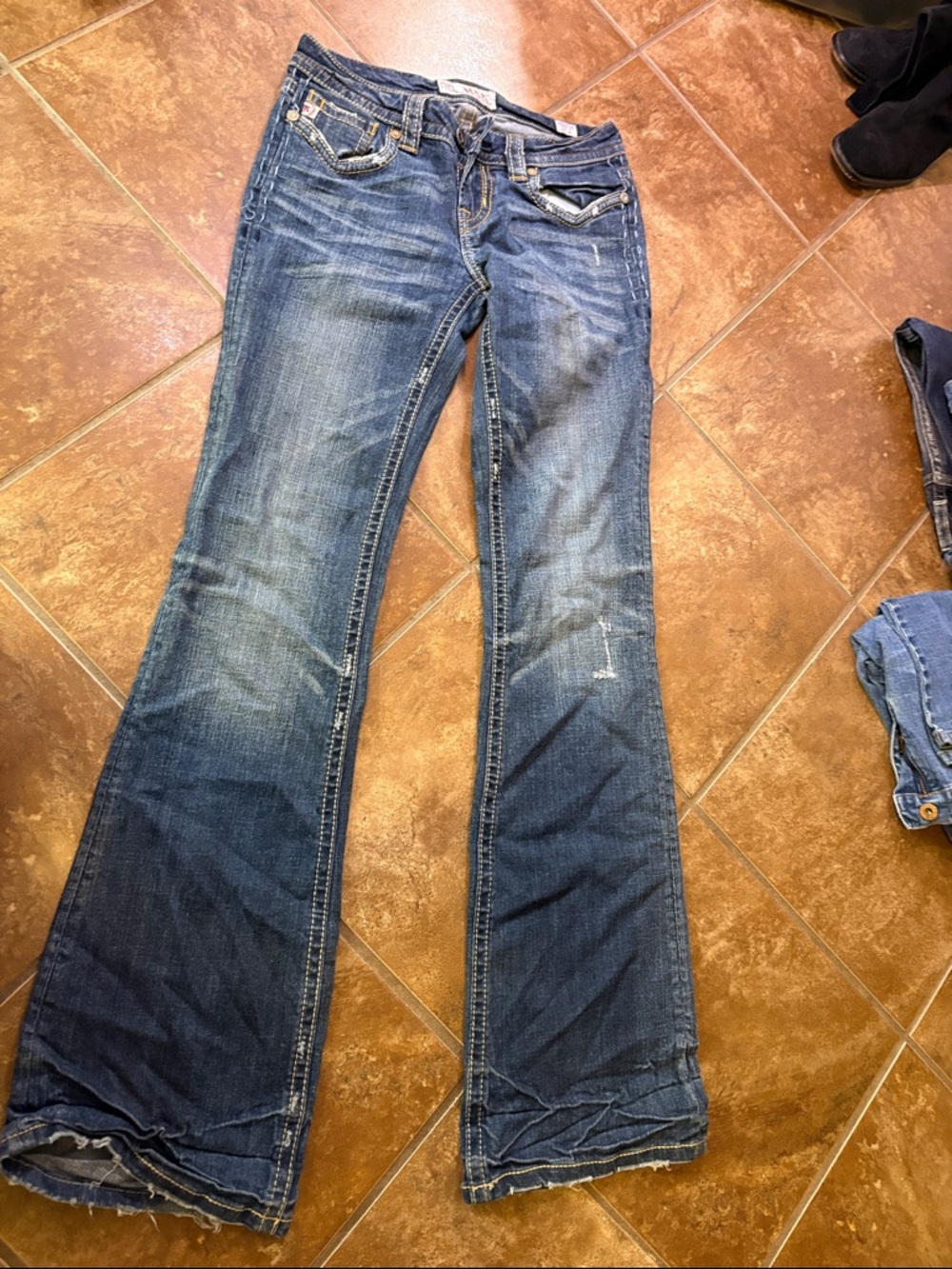 Women’s Dark Blue Flared Jeans - Classic Wide Leg Denim